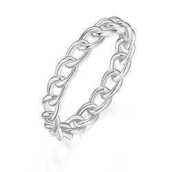 Titaniumcentral Damen Ring Silber 925 14K Vergoldet 3.8mm Schmal Vorsteckring Schlicht Ketten Bandring Verlobungsring (Silber,52 (16.6)) von Titaniumcentral