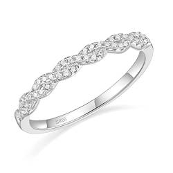 Titaniumcentral Damen Vorsteckring 925 Silber Halb Eternity Ringe Schmal Verdreht Zirkonia Verlobungsring (Silber,55 (17.5)) von Titaniumcentral