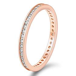 Titaniumcentral Eternity Ring Damen Zirkonia Vorsteckring Schmal Ewigkeitsringe Verlobungsringe Eheringe Memoire Ringe 2.5mm (Rosegold,49 (15.6)) von Titaniumcentral