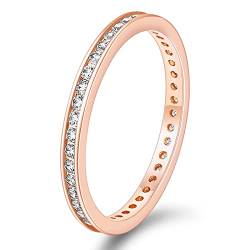 Titaniumcentral Eternity Ring Damen Zirkonia Vorsteckring Schmal Ewigkeitsringe Verlobungsringe Eheringe Memoire Ringe 2.5mm (Rosegold,62 (19.7)) von Titaniumcentral