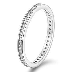 Titaniumcentral Eternity Ring Damen Zirkonia Vorsteckring Schmal Ewigkeitsringe Verlobungsringe Eheringe Memoire Ringe 2.5mm (Silber,47 (15.0)) von Titaniumcentral