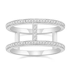 Titaniumcentral Ringe Damen Rosegold Gold Silber Eternity Ring Zirkonia Doppelband Verlobungsring Eheringe Partnerring (Silber,53 (16.9)) von Titaniumcentral