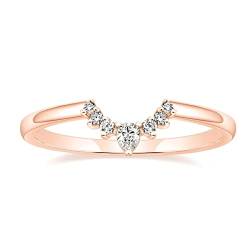 Titaniumcentral Ringe Damen Schmal Vorsteckring Rosegold Gold Silber Birnen und Rund Schliff Zirkonia Verlobungsringe Eheringe (Rosegold,54 (17.2)) von Titaniumcentral