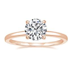 Titaniumcentral Ringe Damen Silber 925 Rosegold Gold Solitärring 1,5CT Rund Zirkonia Verlobungsringe Versprechen Heiratsantrag Ring (Rosegold,44 (14.0)) von Titaniumcentral