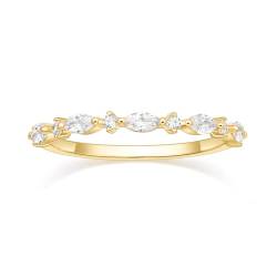 Titaniumcentral Ringe Damen Vorsteckring Schmal 14K Vergoldet Schlicht Eternity Zirkonia Verlobungsringe Eheringe Versprechen Ring (Gelbgold,47 (15.0)) von Titaniumcentral