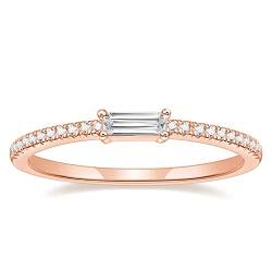 Titaniumcentral Ringe Damen Vorsteckring Schmal Ewigkeitsringe Baguette-Schnitt Zirkonia Verlobungsringe Eheringe Trauringe (Rosegold,57 (18.1)) von Titaniumcentral