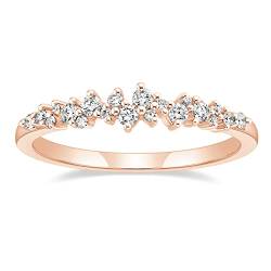 Titaniumcentral Ringe Damen Vorsteckring Schmal Schlicht Rosegold Gold Silber Zirkonia Verlobungsringe Eheringe Partnerringe (Rosegold,65 (20.7)) von Titaniumcentral