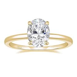 Titaniumcentral Ringe für Damen Silber 925 Solitärring 3CT Oval Zirkonia Verlobungsringe Versprechen Ring Eheringe Rosegold Gold (Gelbgold,60 (19.1)) von Titaniumcentral