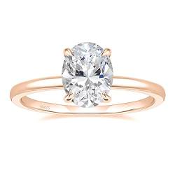 Titaniumcentral Ringe für Damen Silber 925 Solitärring 3CT Oval Zirkonia Verlobungsringe Versprechen Ring Eheringe Rosegold Gold (Rosegold,54 (17.2)) von Titaniumcentral