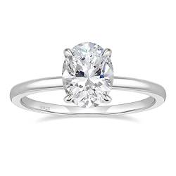 Titaniumcentral Ringe für Damen Silber 925 Solitärring 3CT Oval Zirkonia Verlobungsringe Versprechen Ring Eheringe Rosegold Gold (Silber,48 (15.3)) von Titaniumcentral