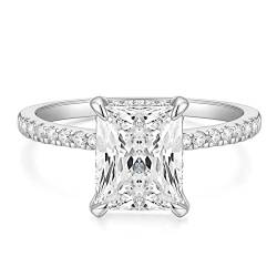 Titaniumcentral Verlobungsring Damen Gold Silber Ringe mit Zirkonia 4CT Radiantenschnitt Trauringe Versprechen Ring für Frauen (Silber,57 (18.1)) von Titaniumcentral