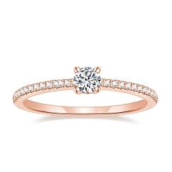 Titaniumcentral Vorsteckring Damen Eternity Ringe Schmal Rund Zirkonia Verlobungsringe Eheringe Versprechen Ring (Rosegold,51 (16.2) von Titaniumcentral