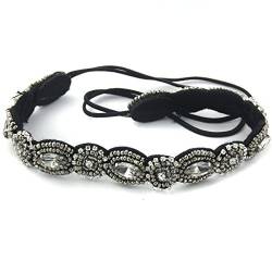 Tiuimk Handgefertigtes Perlen-Stirnband - Schwarz, Strass und Perlen Haarband von Tiuimk