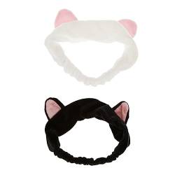Tiuimk Niedliches Katzenohren-Stirnband für Gesichtswäsche, Make-up und Haarstyling, Weiß + Schwarz von Tiuimk