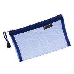Tiuimk Transparente Netz-Aufbewahrungstasche – Blau, tragbar und hochwertig, mit Reißverschluss, ideal für Kosmetika, Badeprodukte und Stifte von Tiuimk