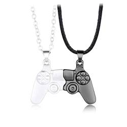 Tixiyu Magnetische passende Halskette, Mode Game Controller Paar Halskette, beste Freundin Halskette, Freundschaftsanhänger Halskette, Schmuckgeschenk Frauen, Silber Schwarz von Tixiyu