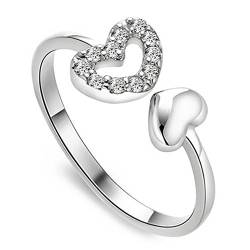 Tixqeaif Elegante herzfoermige Ring Kristall offene Ringe Hochzeit Schmuck fuer Frauen-es kann einstellbar sein von Tixqeaif