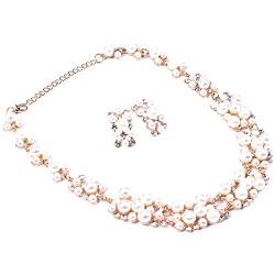 Tixqeaif Fashion Imitat Perle Frauen Halskette Ohrring Set Weiß von Tixqeaif
