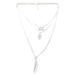 Tixqeaif Frauen Multilayer UnregelmäßIgen AnhäNger Kette Anweisung Halskette Silber von Tixqeaif