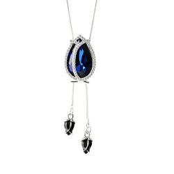 Tixqeaif Frauen Lange verstellbare Kette Anhaenger Pullover Halskette (Tulip blauen Kristall) von Tixqeaif
