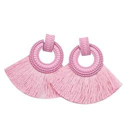 Tixqeaif Großen Sektor Quaste Ohrringe Mehrfarbig Hochzeit Schmuck Neue Anhängsel Anhänger Ohrring für Frauen rosa von Tixqeaif