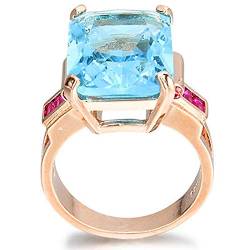 Tixqeaif Natürlicher Ring Ehering Kristall Schnitt Blau 14K Rose Golden Für Liebhaber (9) von Tixqeaif
