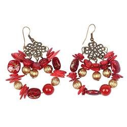 Tixqeaif Neue Design Mode Sommer Stil Charme Vintage BöHmischen Perlen Ohrringe Schmuck für Frauen Rot von Tixqeaif
