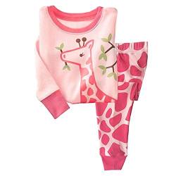 Tkiames Mädchen Pyjama Giraffe Langarm Baumwolle Schlafanzug Set Nachtwäsche Nachtwäsche Gr. 3-4 Jahre, rose von Tkiames