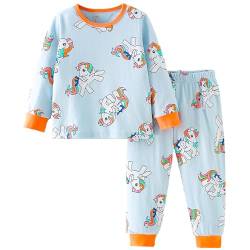 Tkiames Mädchen Schlafanzug Giraffe Baumwolle Kinder Langarm Pyjama,Unicorn2,6-7 Jahre von Tkiames