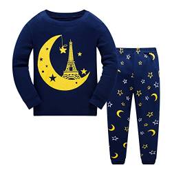 Tkiames Pyjama für Jungen, LKW, Dinosaurier, Kinder-Pjs mit langen Ärmeln, Nachtwäsche Gr. 4 Jahre, blau von Tkiames