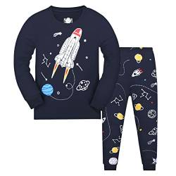 Tkiames Pyjama für Jungen, LKW, Dinosaurier, Kinder-Pjs mit langen Ärmeln, Nachtwäsche Gr. 6 Jahre, blau2 von Tkiames