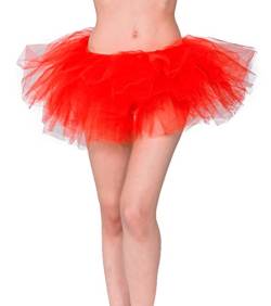 Tmade Classic 6-lagiger Damen Tüll Petticoat Tutu Party Puffy Cosplay Rock, kurzes Balletttanzkleid, Ballkleid Abendkleid,Rot von Tmade