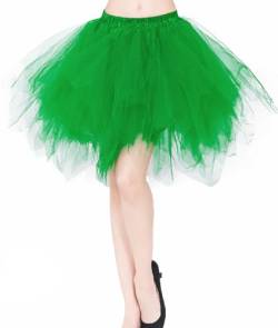 Tmade Damen Tüllrock, 50er Jahre Rockabilly Petticoat, Damen Tutu Petticoat, kurzes Ballettanzkleid, Ballkleid Abendkleid, Puffiger Cosplay-Rock, Grün(XL) von Tmade