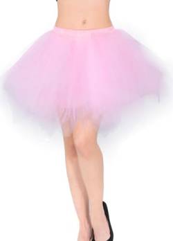 Tmade Damen Tüllrock, 50er Jahre Rockabilly Petticoat, Damen Tutu Petticoat, kurzes Ballettanzkleid, Ballkleid Abendkleid, Puffiger Cosplay-Rock, Rosa(M) von Tmade