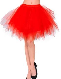 Tmade Damen Tüllrock, 50er Jahre Rockabilly Petticoat, Damen Tutu Petticoat, kurzes Ballettanzkleid, Ballkleid Abendkleid, Puffiger Cosplay-Rock, Rot(S) von Tmade