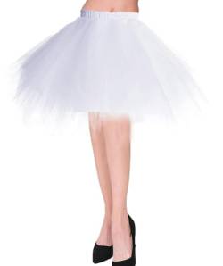 Tmade Damen Tüllrock, 50er Jahre Rockabilly Petticoat, Damen Tutu Petticoat, kurzes Ballettanzkleid, Ballkleid Abendkleid, Puffiger Cosplay-Rock, Weiß(S) von Tmade