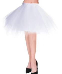 Tmade Damen Tüllrock, 50er Jahre Rockabilly Petticoat, Damen Tutu Petticoat, kurzes Ballettanzkleid, Ballkleid Abendkleid, Puffiger Cosplay-Rock, Weiß(XL) von Tmade
