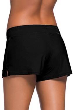 Tmaza Damen Badeshorts Kurze Badehose Schnell Trocknendes Schwimmshorts Wassersport Boardshorts Schwimmhose UV Schutz, Schwarz 2XL von Tmaza