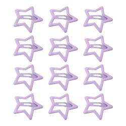12 Stück 3,1 cm Stern-Haarspangen, Schnapp-Haarspangen, Stern-Haar-Accessoires für Mädchen & Frauen Haarspangen (Purple, One Size) von Tmianya