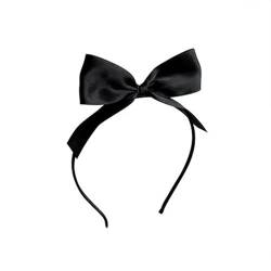 Schleifen-Stirnbänder, rotes Schleife-Stirnband für Frauen und Mädchen, schwarze Schleifen, Haarband für Frauen, Schleife, Haarbänder, handgefertigtes Schleifen-Kopfband Damen (Black, One Size) von Tmianya