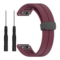 Tmianya 【26 mm】 Schnellverschluss-Uhrenarmband Silikon, atmungsaktiv, schweißfest, mit Faltschließe, kompatibel mit Smartwatch-Modellen Herren Armbanduhr Chronograph (Wine, One Size) von Tmianya