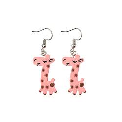 Tmianya Cartoon niedliche Giraffe baumeln Ohrringe Geburtstagsgeschenke für Frauen Mädchen Ohrringe Plektrum (Pink, One Size) von Tmianya