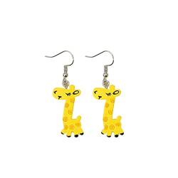 Tmianya Cartoon niedliche Giraffe baumeln Ohrringe Geburtstagsgeschenke für Frauen Mädchen Ohrringe Plektrum (Yellow, One Size) von Tmianya