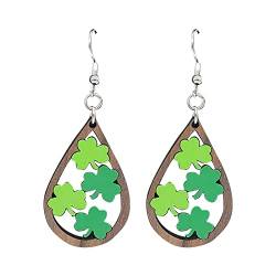 Tmianya Clovers Holz Ohrringe St. Patricks Day Ohrringe Regenbogen Ohrringe Ohrringe Für Allergiker (B, One Size) von Tmianya