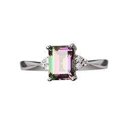 Tmianya Damen Ring 925 Sterling Silber Regenbogen Verlobung Ehering Ringe 3 Farben Ringe Küche (Silver, 8) von Tmianya