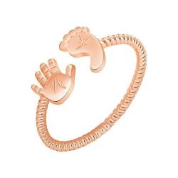 Tmianya Für Mutter werden Sie einen exquisiten MutterKind Fußring Kleiner Fuß-einfacher Ring vielseitiges mit Diamanten Besetztes Babyhand Fußabdruck Accessoire Ringe Für Handy (A, One Size) von Tmianya