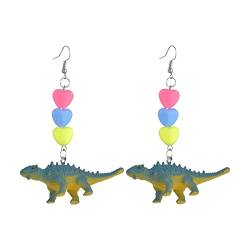 Tmianya Lustige Dinosaurier-Ohrringe Modespielzeug Dinosaurier-Ohrringe Harz Bonbonfarbene herzförmige Ohrringe Ohrringe Afrikanisch (A, One Size) von Tmianya
