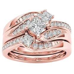 Tmianya Roségold Versprechen Ringe Zartes Design Knoten Set Mode Ring Leichter Luxus High Grade Ring Schwarze Ringe Herren (Rose Gold, 5) von Tmianya