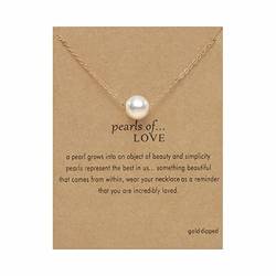 Tmianya Selling Love Pearl Halskette Creative Card Clavicle Chain Ketten Schlagschutz (Gold, One Size) von Tmianya