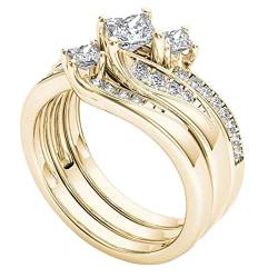 Tmianya Silber Gold Promise Ringe zartes Design Knoten Set Mode Ring Licht Luxus High Grade Ringe Handmade (Gold, 8) von Tmianya